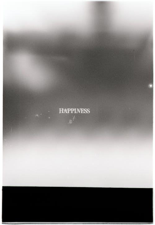 Stylized Inscription Happiness on a Gray Surface