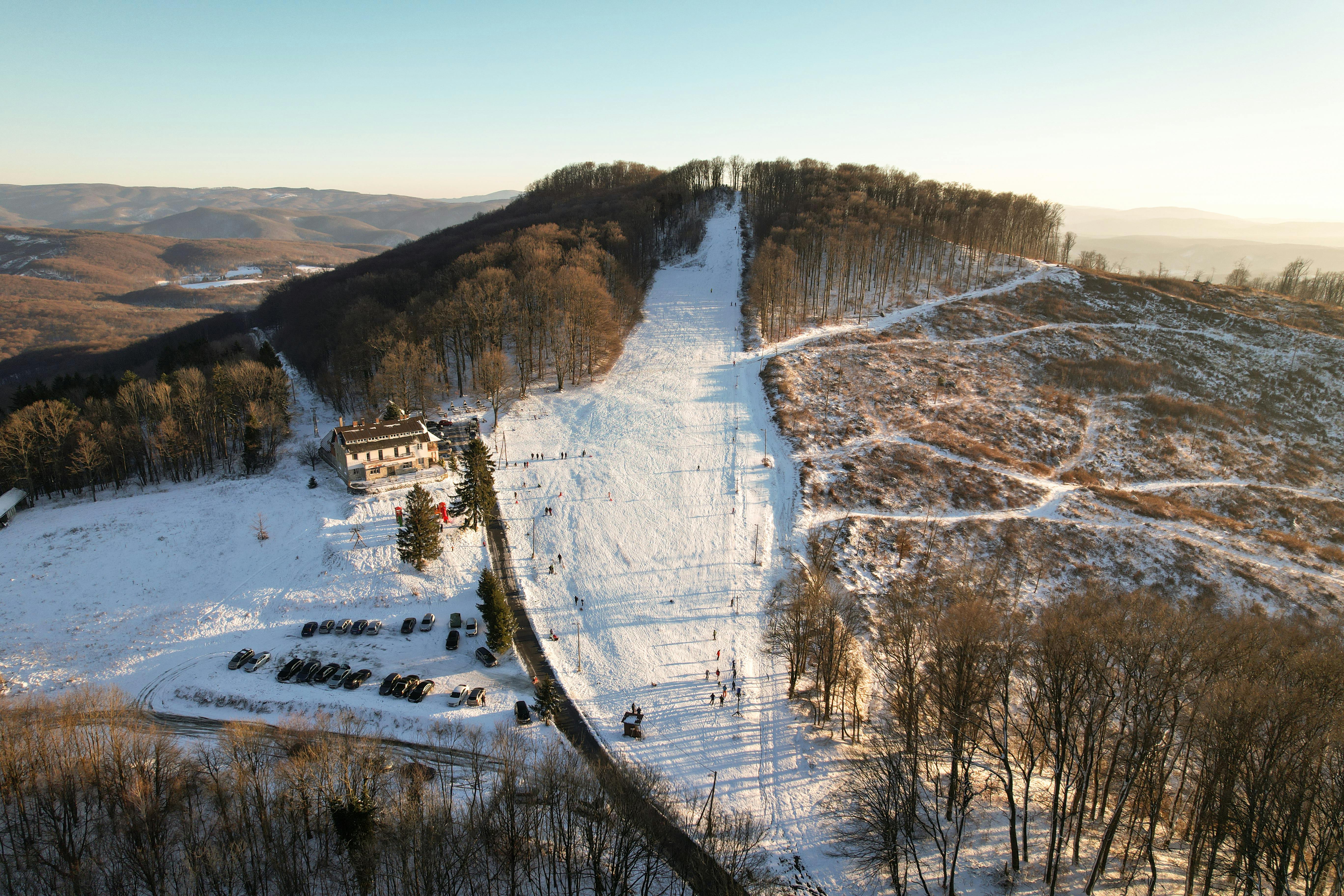 Prescription Goggle Inserts - Stunning aerial shot of a snow-covered ski slope in Daruvar, perfect for winter sports enthusiasts.