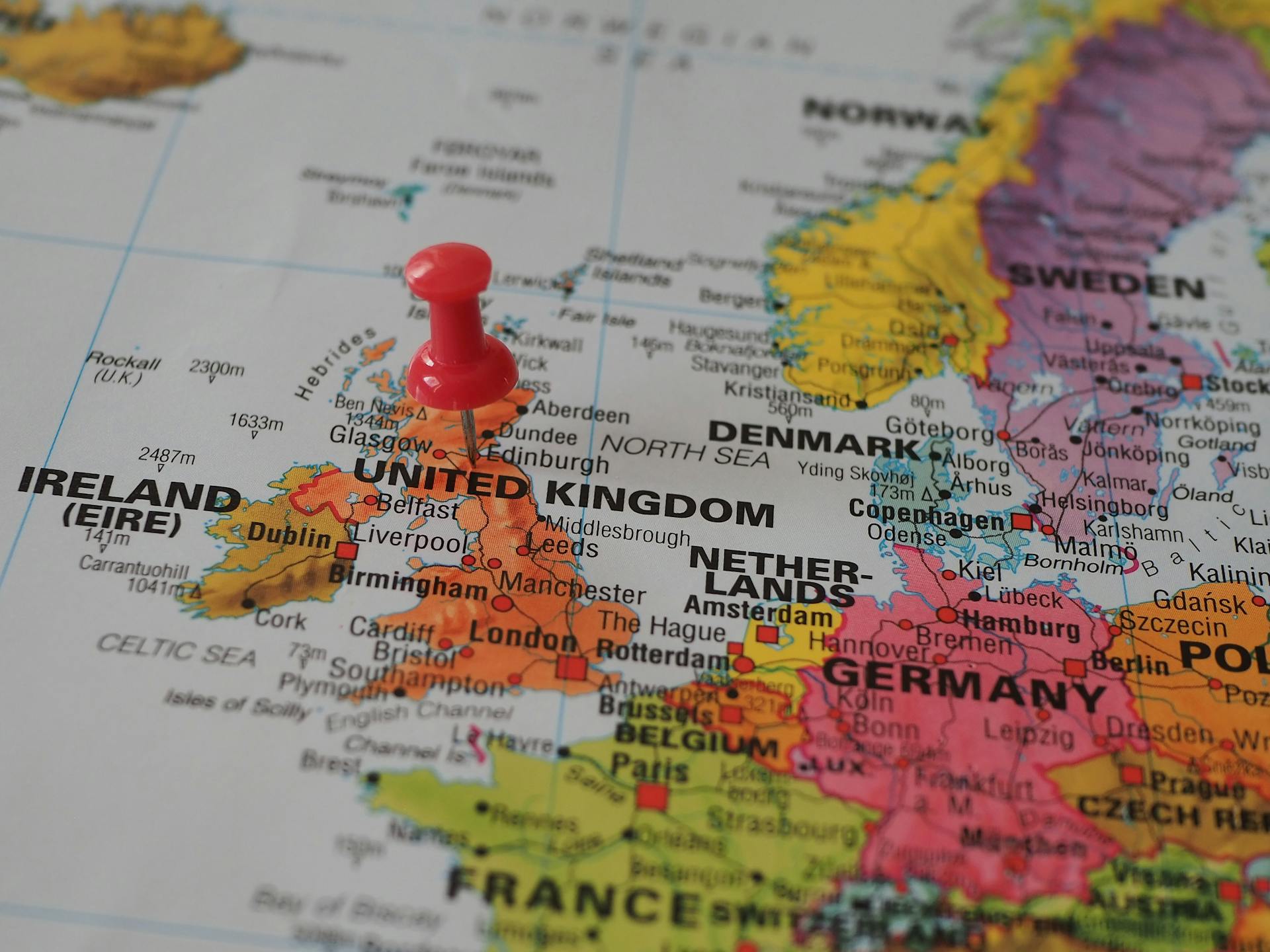 Pin on UK on Europe Map
