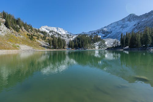 山岳, 木, 湖の無料の写真素材