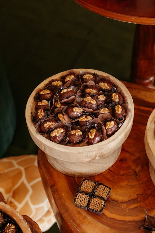 Chocolate Snack with Nuts in Bucket