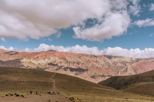 The mountains are covered in colorful mountains