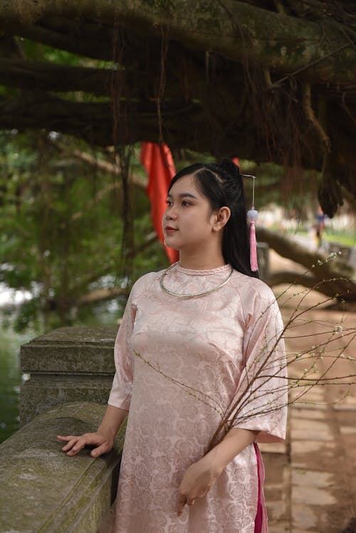 亞洲女人, 傳統服裝, 分支機構 的 免費圖庫相片