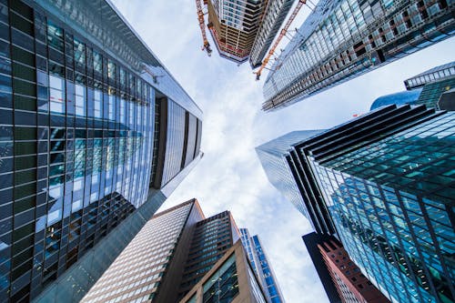 Modern City Buildings from Below 