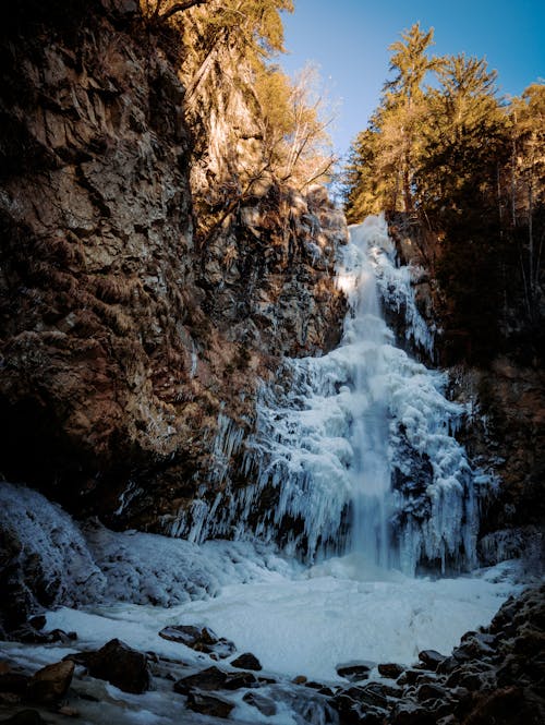 Frozen Rocky Waterfall