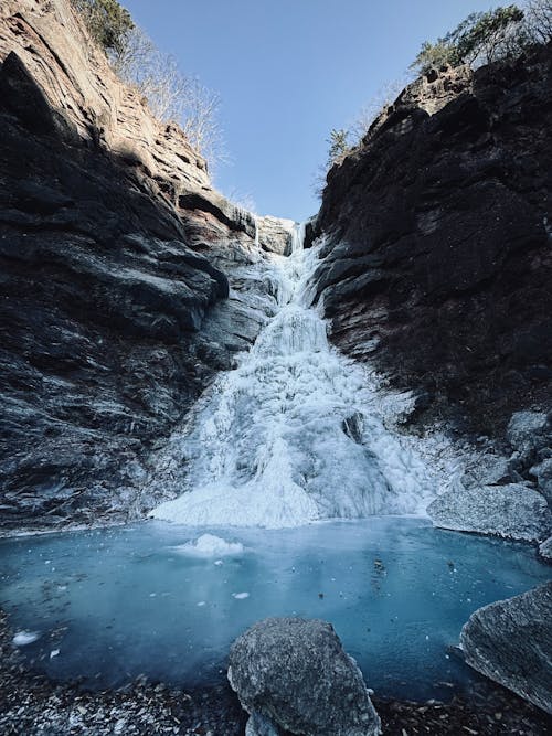 View of a Frozen Waterfall 