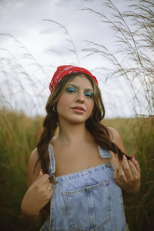 Portrait of Woman on Grassland