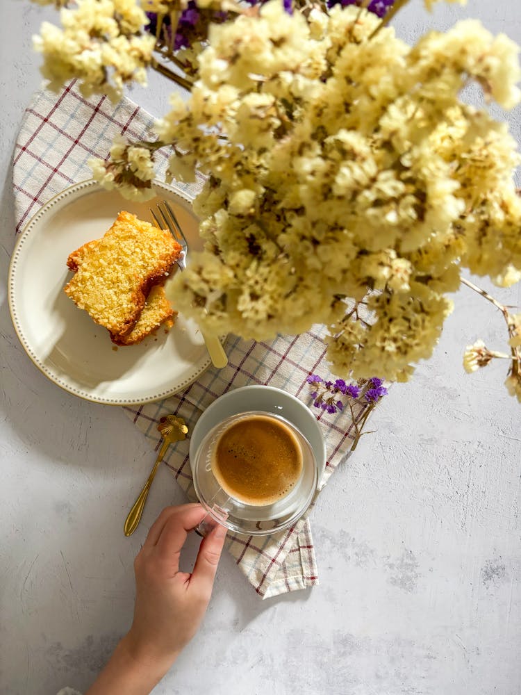 Drinking Coffee With Dessert