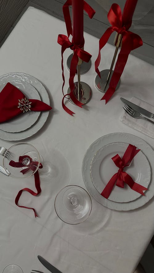White Table with Red Accents