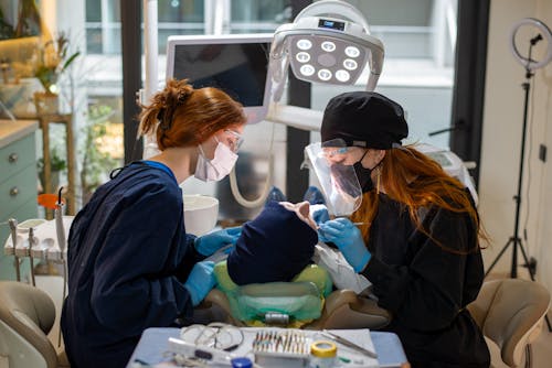 Dentists Examining a Patient at a Dental Clinic