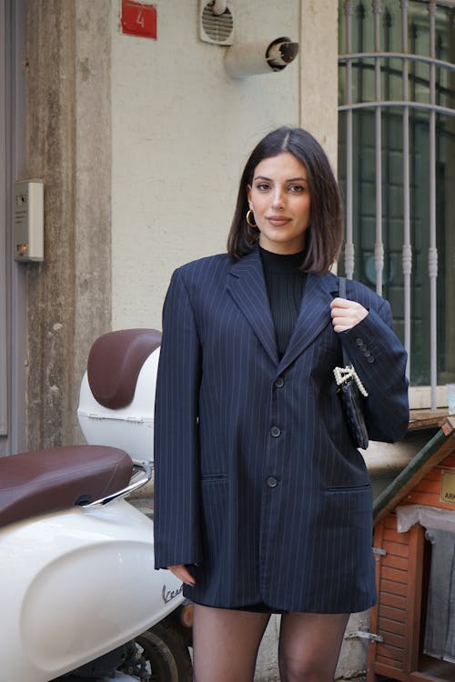 Smiling Woman in Suit Jacket