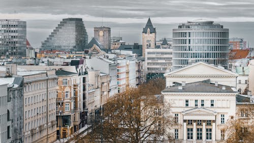 Birds Eye View of Poznan with Okraglak and Baltyk Buildings