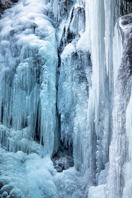 Wall of Icicles in Winter