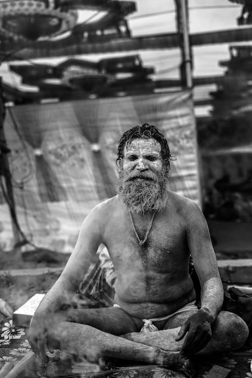 Bearded Sadhu Sitting Cross-legged