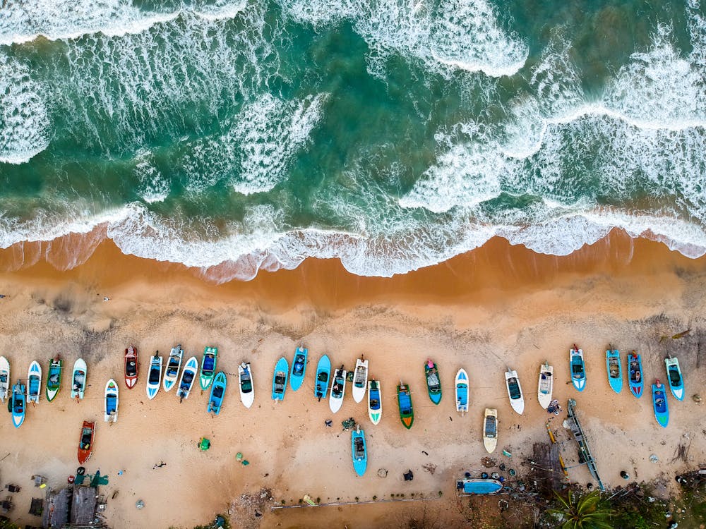 Free Aerial Photography of Boats on Shore Stock Photo