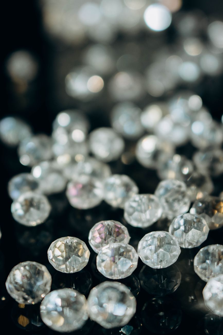 Close-up of glass beads