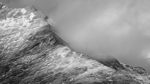 Cloud over Rocky Mountain Peak in Black and White