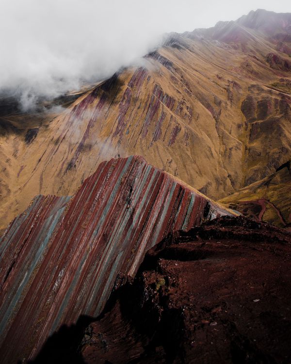 Panoramic view of Rainbow Mountain from Cusco
