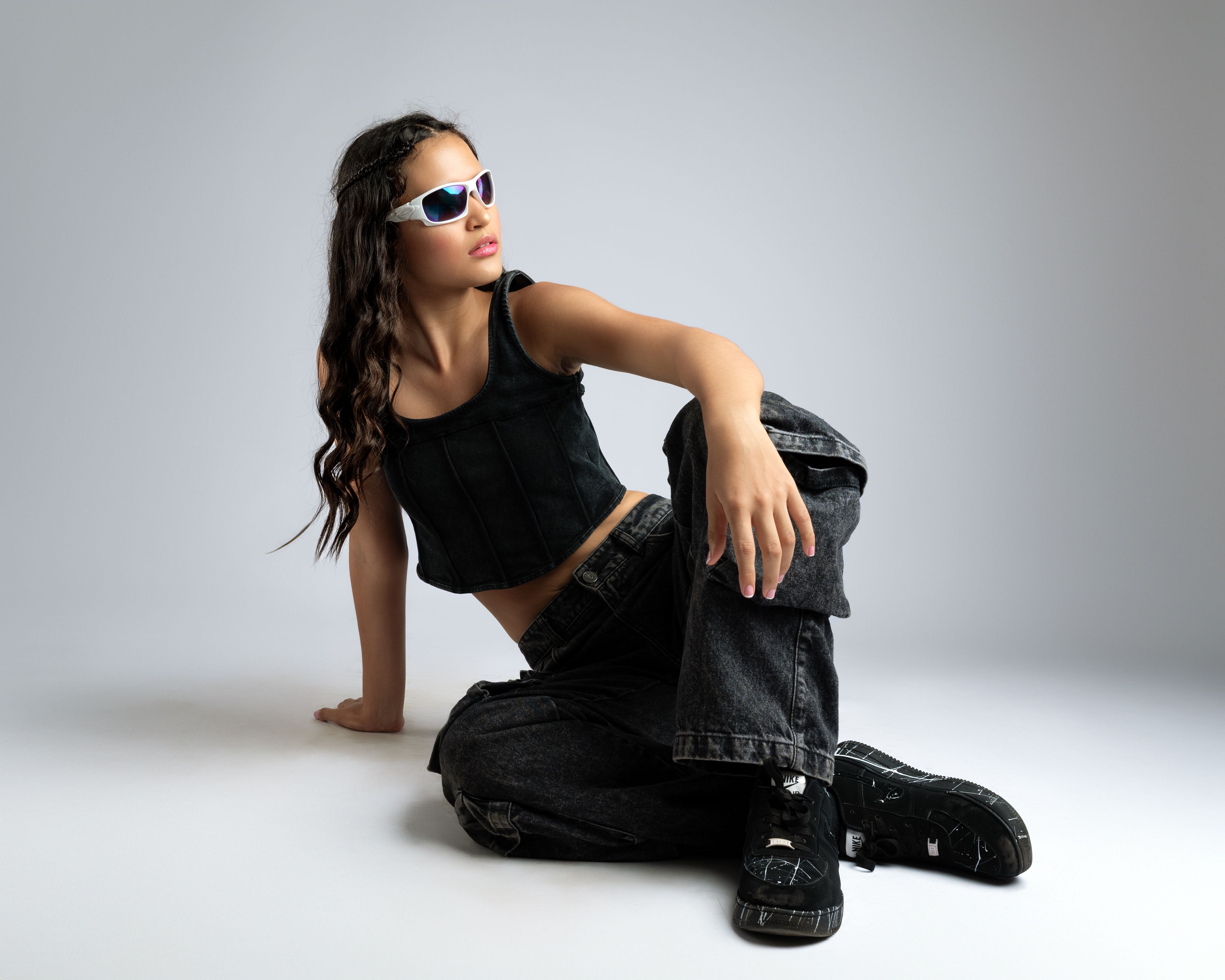 A portrait session in a studio