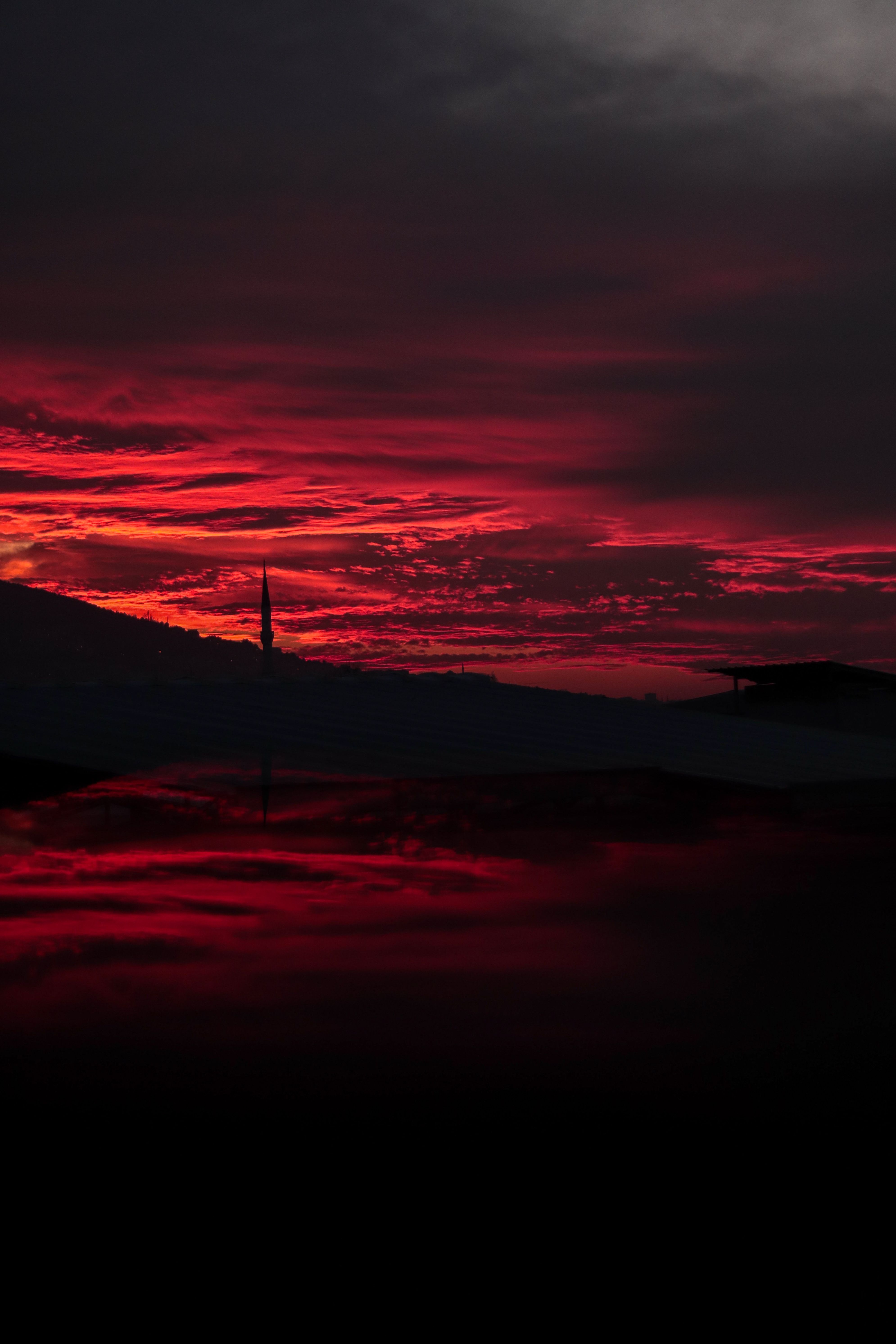 Red Sky with Clouds at Sunset · Free Stock Photo