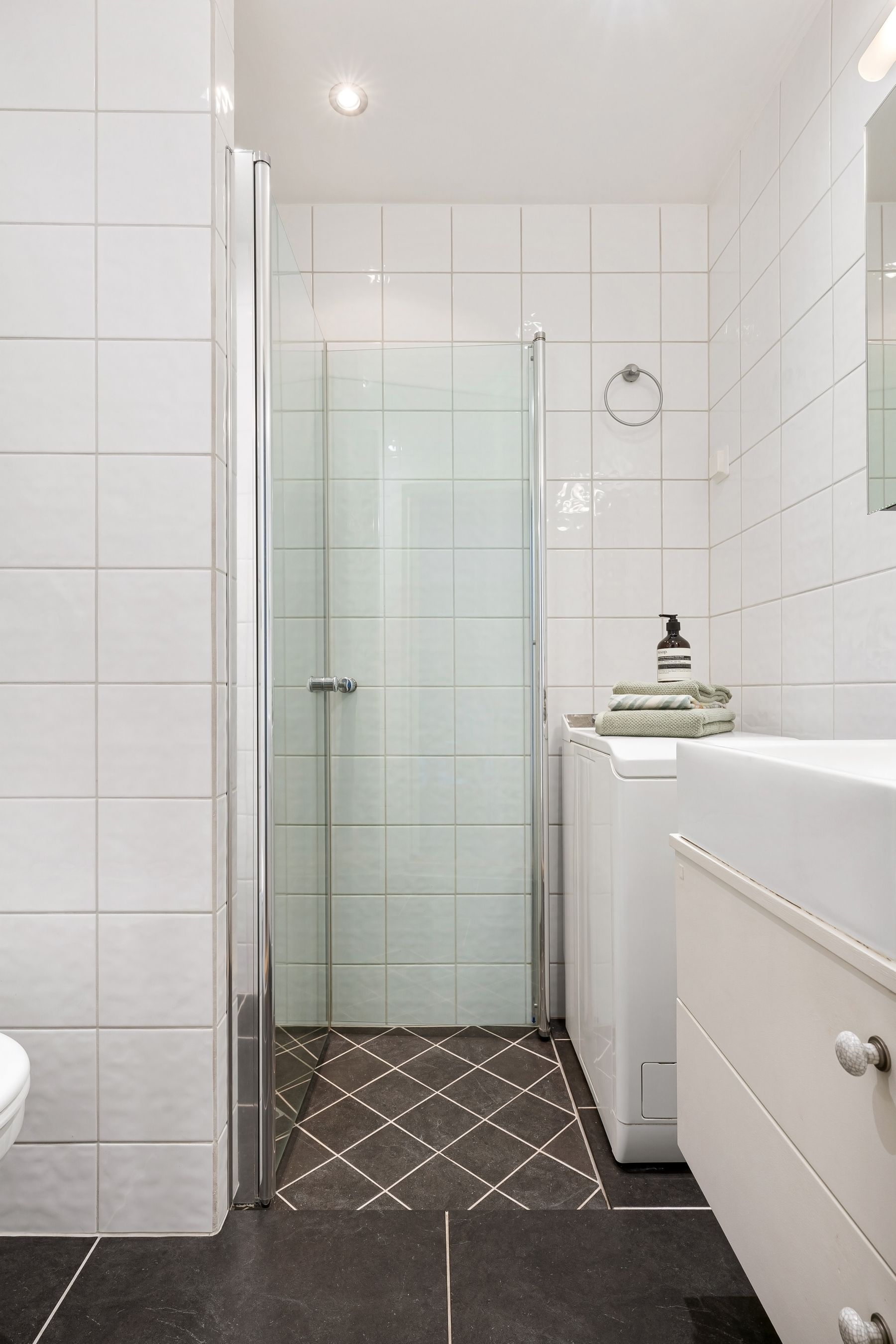 Clean minimalist interior with accessible surfaces and controlled detailing