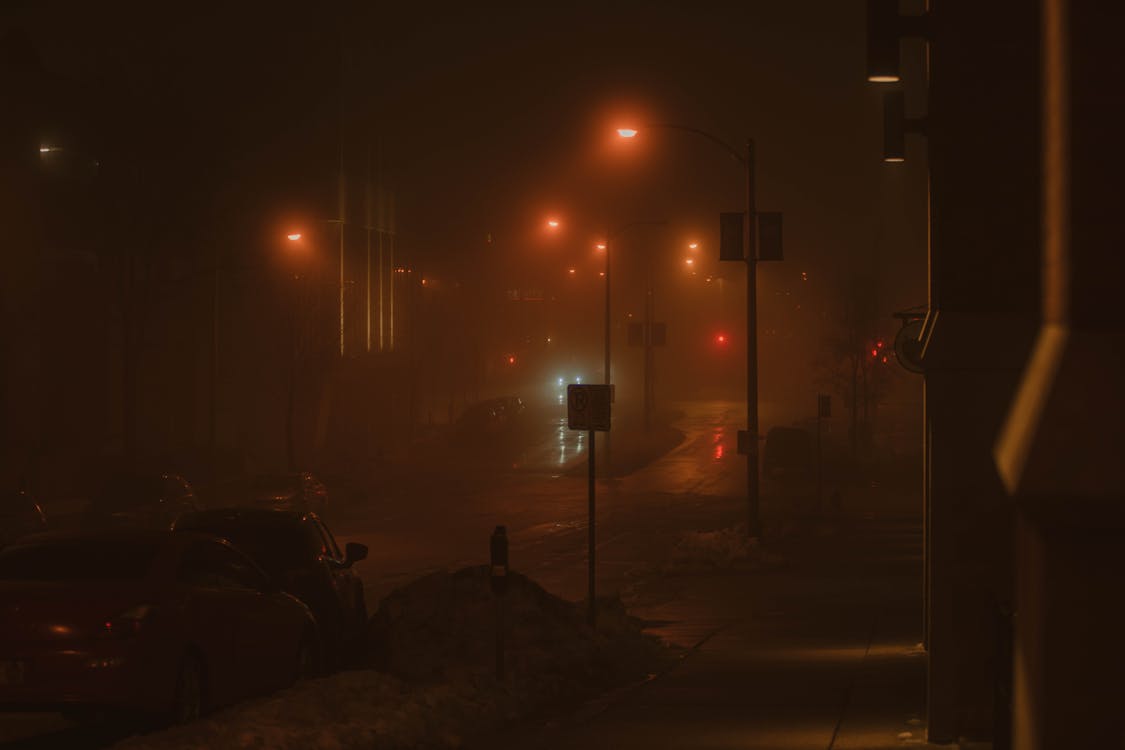 Fog over Street at Night