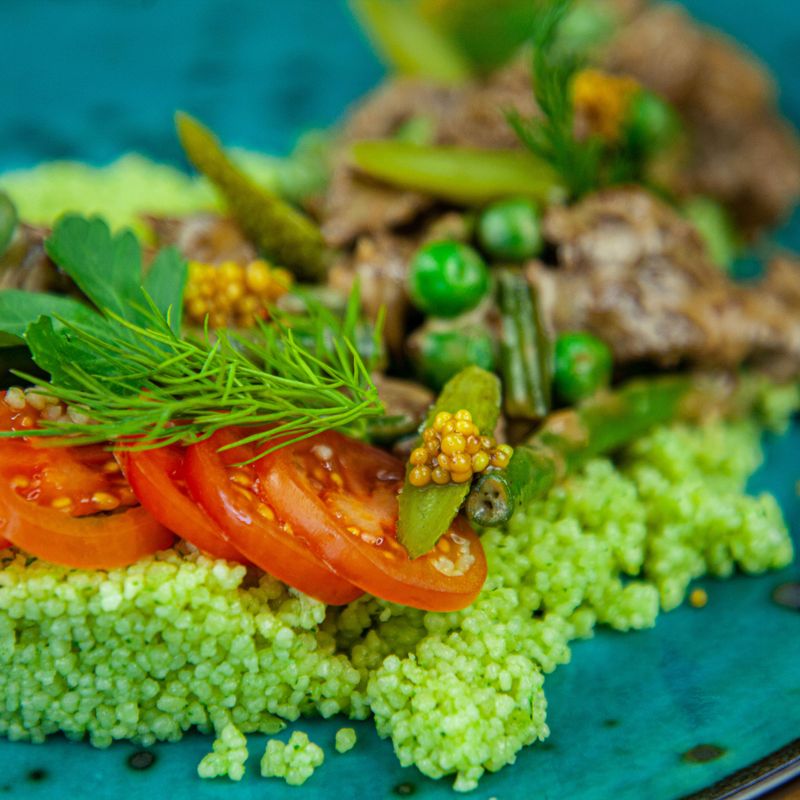 Slow Cooker Saffron-Braised Lamb and Apricot Couscous Salad
