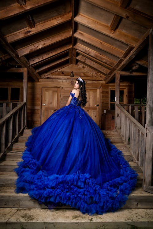 Brunette in Blue Quinceanera Dress