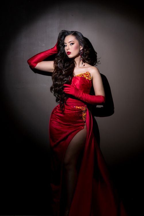 red dress with gloves Strapless Glitter Gown by Ladivine CD889 This floor 2024 Red Sequin Prom Dress