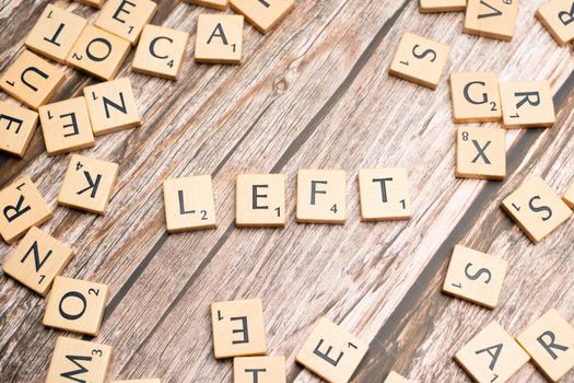 The word leaft is spelled out in scrabble letters