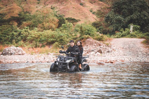 Riding an ATV Across the River