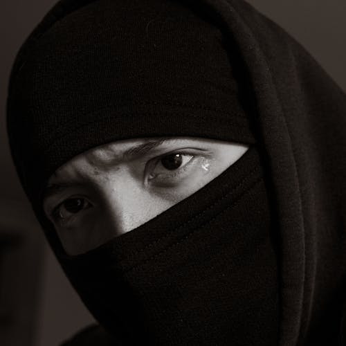 คลังภาพถ่ายฟรี ของ niqab, ขาวดำ, ดวงตา