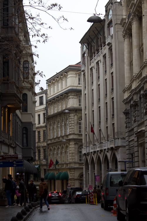Free A lively narrow street scene in Istanbul featuring classic architecture and urban life. Stock Photo