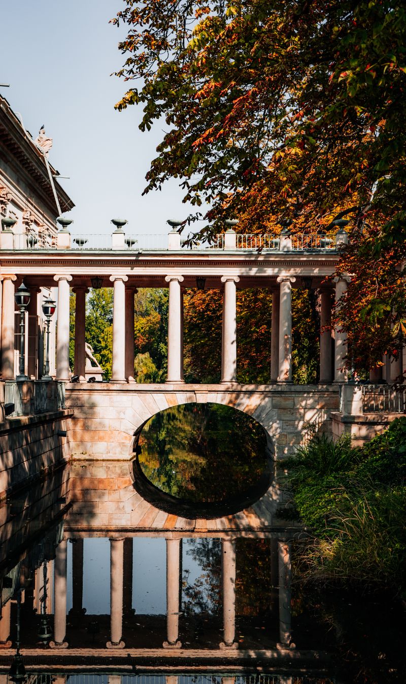 Columned bridge of the Palace on the Isle in Łazienki Park