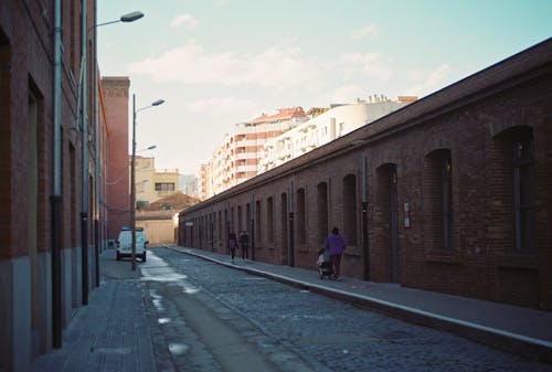 Cobblestone Street and Vintage Building in City