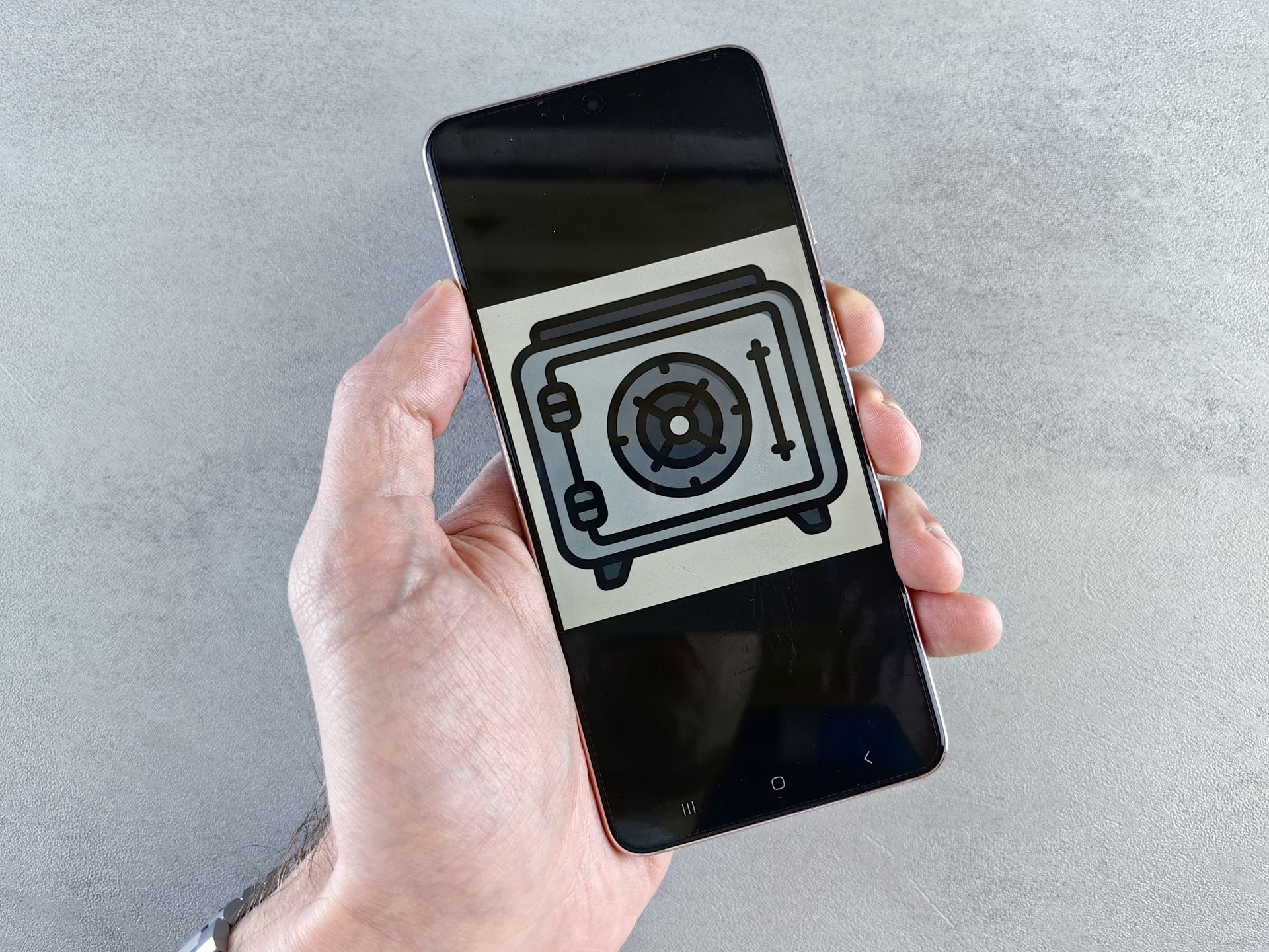 Picture of a Safe on the Smartphone Screen