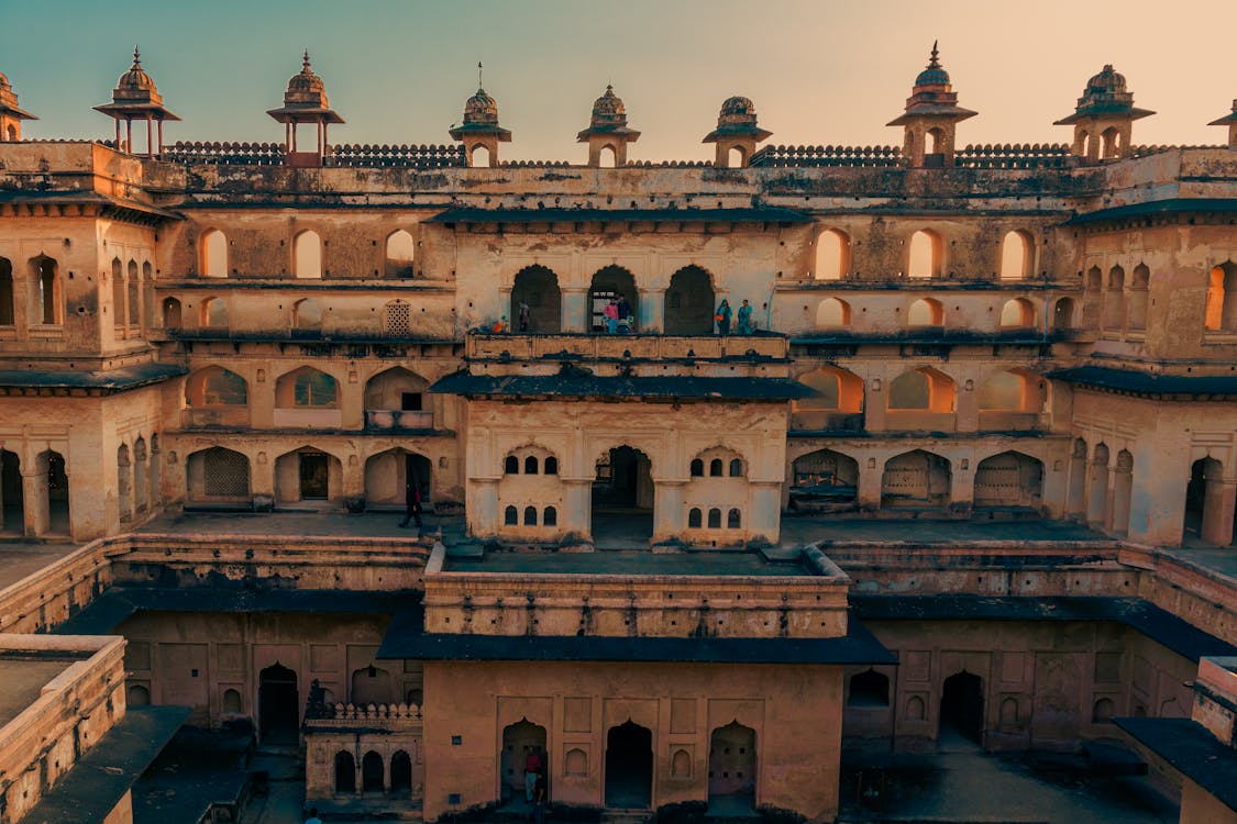 Facade of the Raja Mahal in Orchha, India 