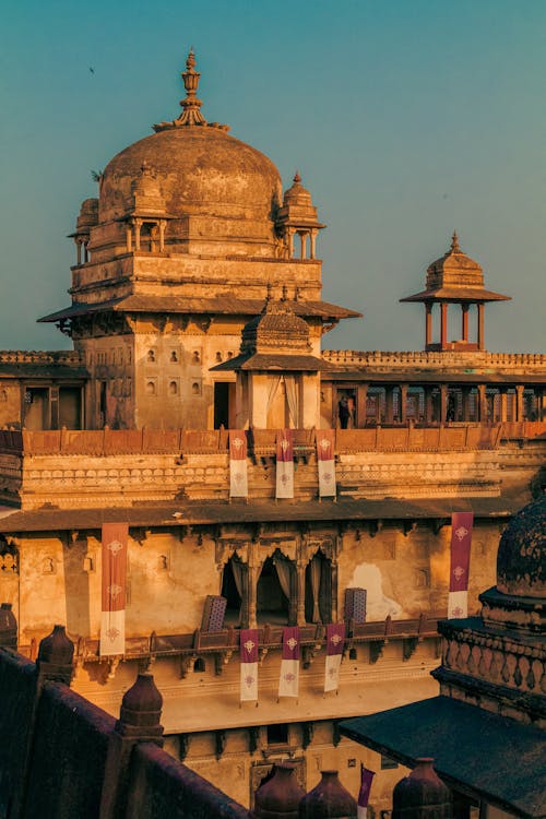 Facade of the Orchha Fort in Orchha, India 