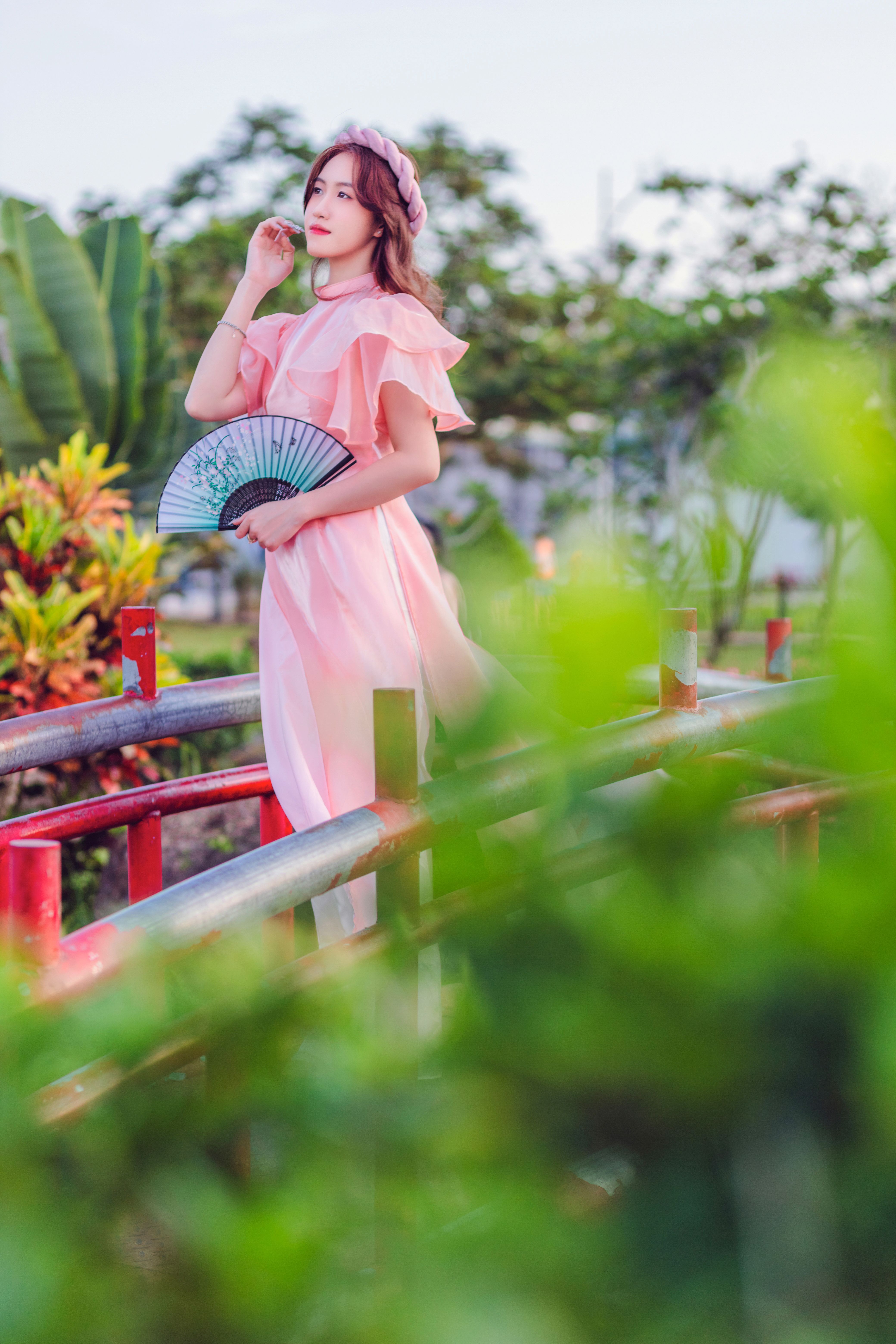 Woman Wearing Pink Dress in a Park · Free Stock Photo
