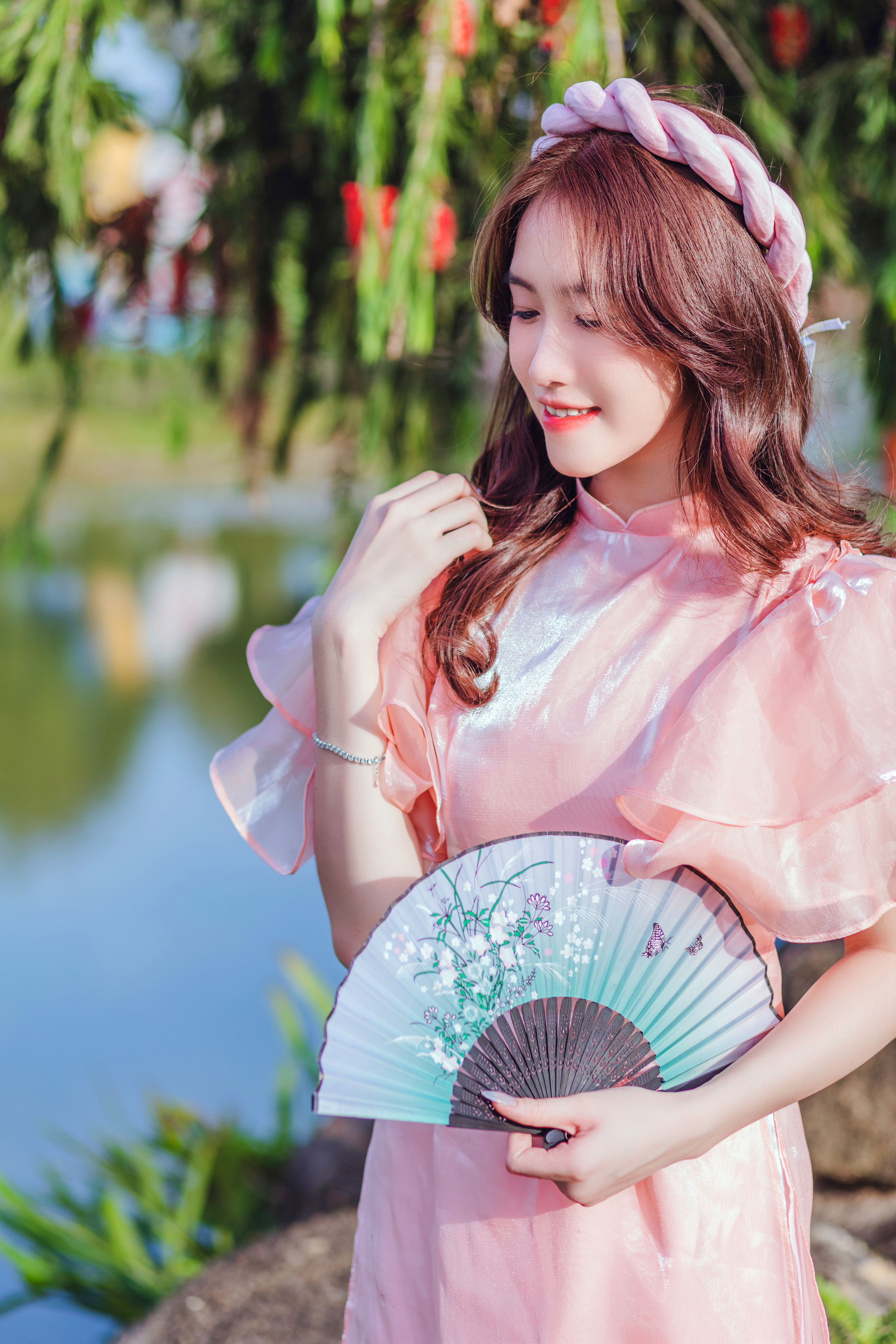 Woman Wearing Pink Dress in a Park · Free Stock Photo