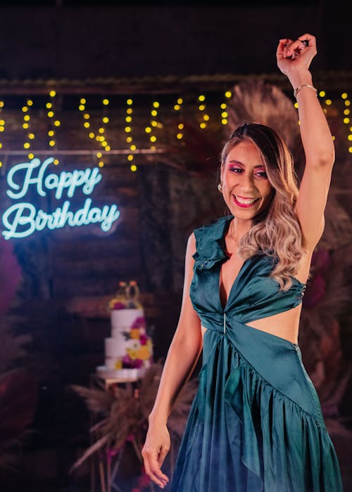 Free Woman Celebrates her Birthday Stock Photo