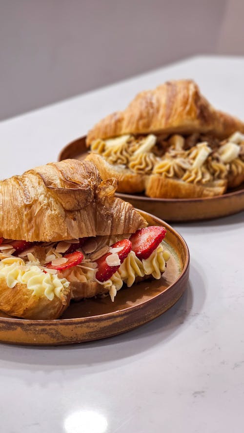 Základová fotografie zdarma na téma banány, croissanty, fotografie jídla