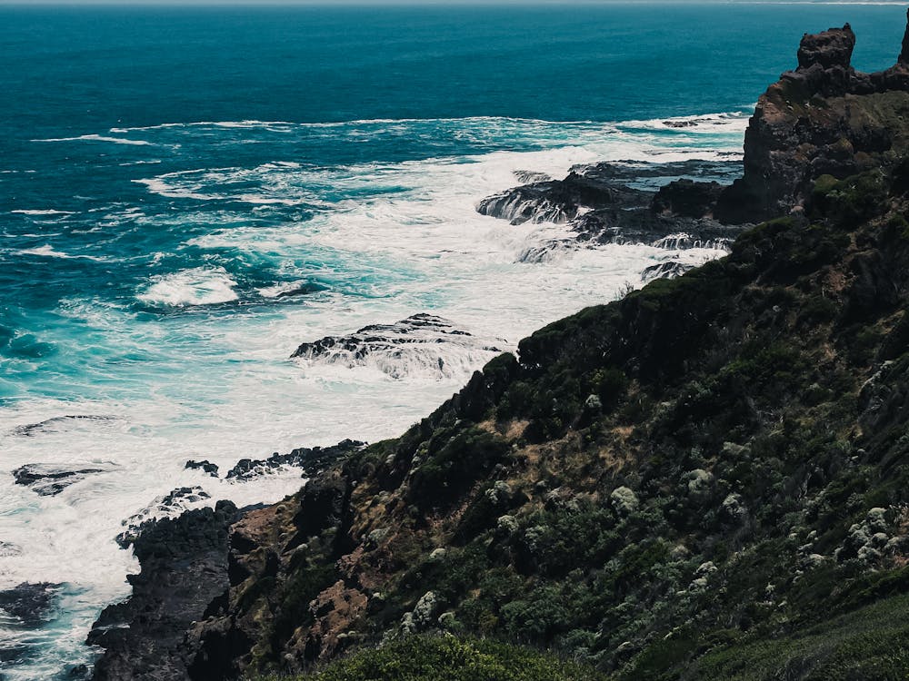 Waves Hit on Rocky Coast