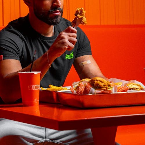 Man Eating Fast Food