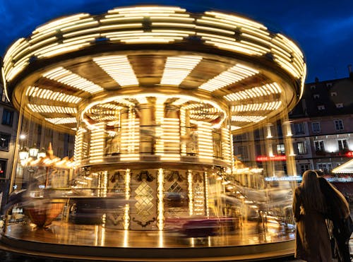 Illuminated Carousel in Motion