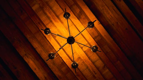 Lamp under Wooden Ceiling