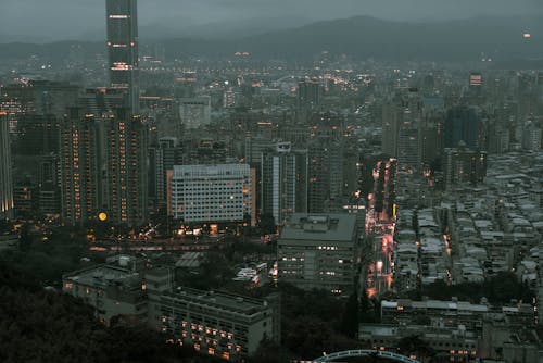 Skyscrapers in Taipei at Night 