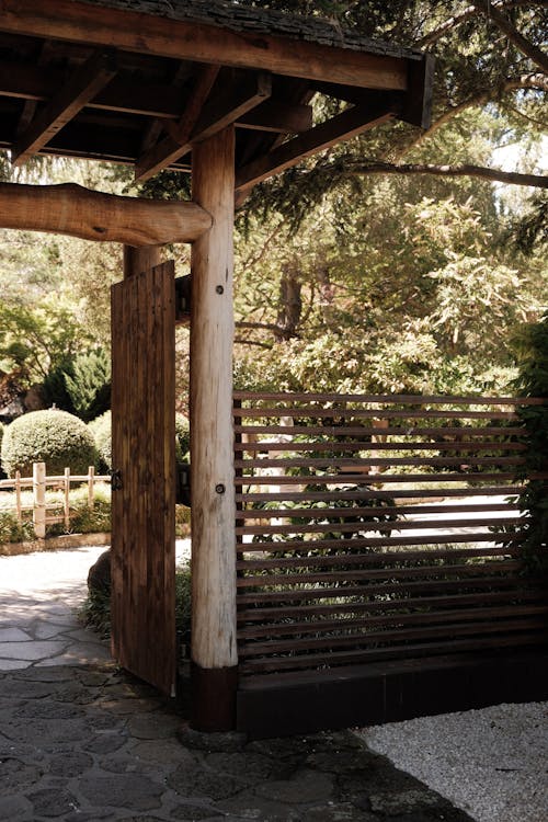 Wooden Beam and Fence near Gate