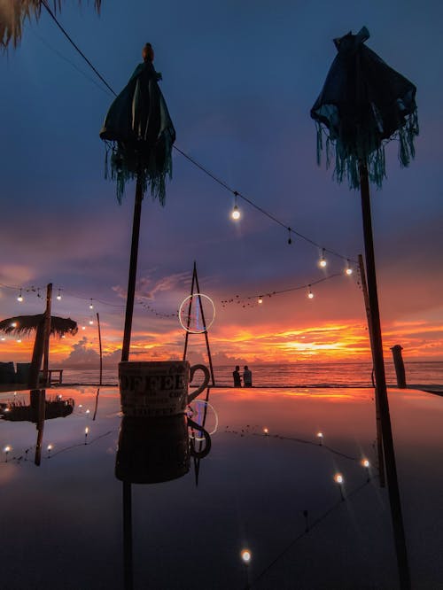 インドネシア, ビーチ, ビーチの夕日の無料の写真素材