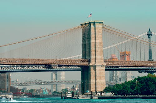 abd, Brooklyn Köprüsü, deniz içeren Ücretsiz stok fotoğraf